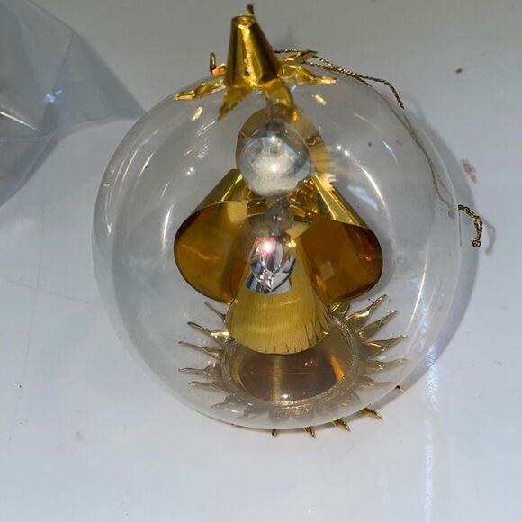 Vtg Resl Lenz Sphere Glass Ball Diorama Angels West Germany Christmas Ornament - Picture 1 of 6